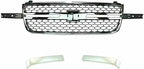 9-Piece Front Grille Kit: Grille, Chrome Moldings, Signal Lamp, Head Lights & Support Brackets (Left & Right) for 2003-2007 Chevrolet Silverado 2500 HD & 2003-2007 Silverado 3500