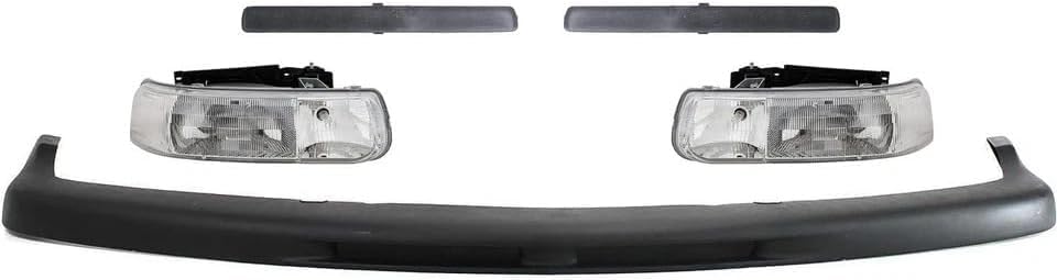 Front Bumper Face Bar Upper Cover + Headlights Assembly + Moldings Left Driver & Right Passenger Side for 2000-2006 Chevrolet Tahoe, 2000-2006 Suburban 1500 & More