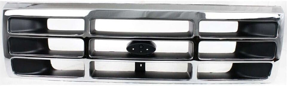 17-Piece Front Bumper Kit: Chrome Bumper, Moldings, Grille, Lower Valance, Brackets & Headlight Kit (Left & Right) for 1993-1997 Ford F-350, 1992-1996 F-150 & More