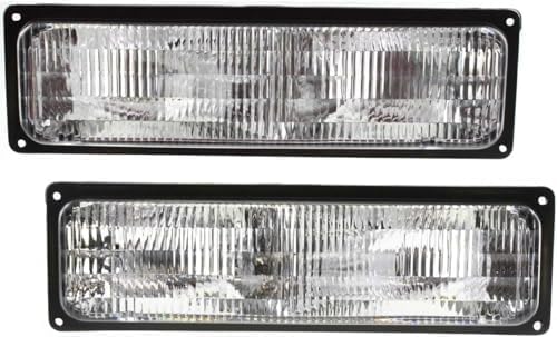 9-Piece Front Grille Kit: Primed Grille Shell and Insert Plastic, Signals & Headlights & Reflector and Marker Lamps (Left & Right) for 1994-1999 Chevrolet C1500, 1994-2000 C2500 & More