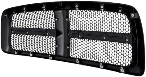 Front Honeycomb Grille Black Paint to Match, Black Shell With Primed Insert for 2002-2005 Dodge Ram 1500, 2003-2005 Ram 2500 & More