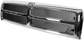 Front Grille Assembly Chrome with Honeycomb Insert, Chrome Shell with Painted Silver Insert for 1994-2001 Dodge Ram 1500, 1994-1996 Ram 2500 & More