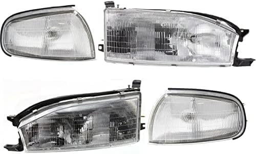 Front Headlights + Corner Lamps Assembly Right Passenger & Left Driver Side for 1992-1994 Toyota Camry