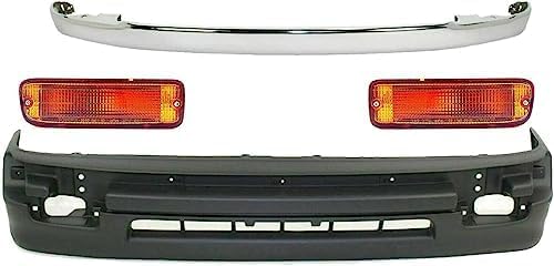 4-Piece Front Bumper Kit: Chrome Bumper, Textured Lower Valance & Signal Light (Left & Right) for 1998-2000 Toyota Tacoma