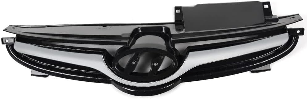 Front Grille Assembly Gray Shell and Insert with Chrome Molding for 2011-2013 Hyundai Elantra