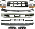 Front Bumper Chrome + Moldings + Grille + Lower Valance + Brackets + Headlight Kit Left & Right Side for 1993-1997 Ford F-350, 1992-1996 F-150 & More