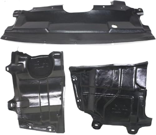 Set of 3 Center Front Engine Splash Shields Left Driver & Right Passenger Side for 2002-2006 Nissan Altima & 2004-2008 Maxima
