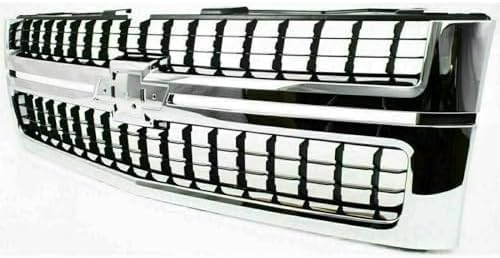 2-Piece Front Grille Kit: Chrome Grille Shell & Insert & Hood Molding for 2007-2010 Chevrolet Silverado 2500 HD, 2007-2010 Silverado 3500 HD & More