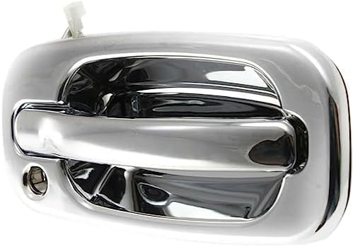 Set of 2 Front Exterior Door Handle Chrome with Keyhole Left Driver & Right Passenger Side for 1999-2006 GMC Sierra 1500, 2002-2006 Chevrolet Avalanche 1500 & More