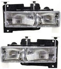 Front Grille Primed Shell and Insert Plastic + Signals & Headlights + Reflector and Marker Lamps Right & Left Side for 1994-1999 Chevrolet C1500, 1994-2000 C2500 & More