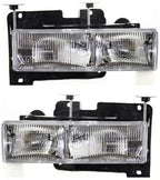 Front Grille Primed Shell and Insert Plastic + Signals & Headlights + Reflector and Marker Lamps Right & Left Side for 1994-1999 Chevrolet C1500, 1994-2000 C2500 & More