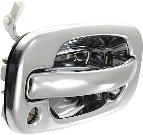 Set of 2 Front Exterior Door Handle Chrome with Keyhole Left Driver & Right Passenger Side for 1999-2006 GMC Sierra 1500, 2002-2006 Chevrolet Avalanche 1500 & More