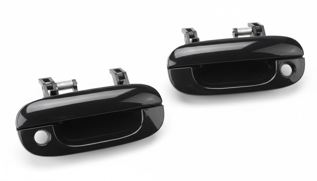 Set of 2 Front Exterior Door Handle Smooth Black with Keyhole Right & Left Side for 1994-2001 Dodge Ram 1500, 1994-2002 Ram 2500 & More