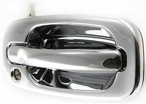 Set of 2 Front Exterior Door Handle Chrome with Keyhole Left Driver & Right Passenger Side for 1999-2006 GMC Sierra 1500, 2002-2006 Chevrolet Avalanche 1500 & More