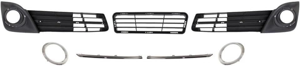 7-Piece Front Bumper Kit: Bumper Textured Lower Grille, Fog Light Molding, Bezels & Brackets (Left & Right) for 2012-2014 Toyota Camry