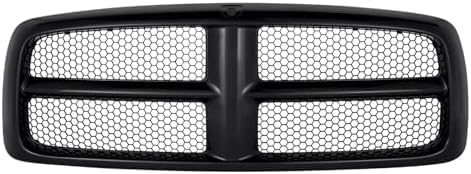 Front Honeycomb Grille Black Paint to Match, Black Shell With Primed Insert for 2002-2005 Dodge Ram 1500, 2003-2005 Ram 2500 & More