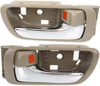 Set of 2 Front & Rear Interior Door Handle Chrome with Beige Plastic Right Passenger & Left Driver Side for 2002-2006 Toyota Camry