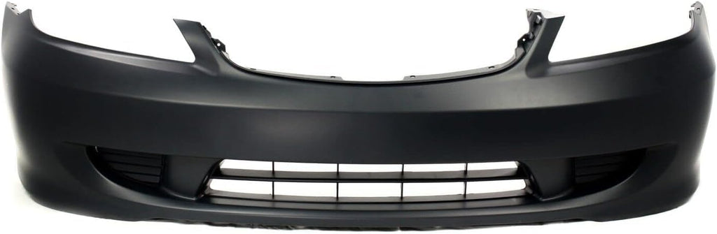 2-Piece Front Bumper Cover Kit: Primed Bumper Cover & Painted Black Grille Shell & Insert for 2004-2005 Honda Civic