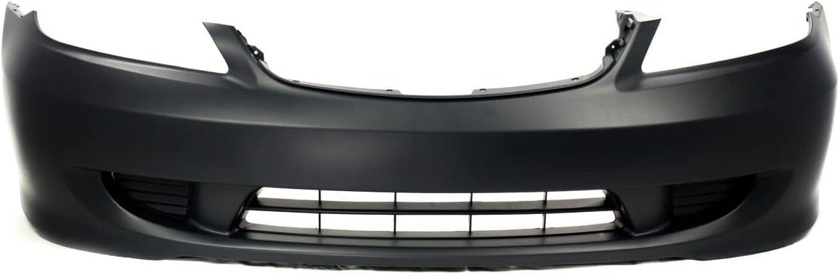 2-Piece Front Bumper Cover Kit: Primed Bumper Cover & Painted Black Grille Shell & Insert for 2004-2005 Honda Civic