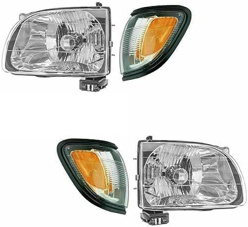 10-Piece Front Bumper Kit: Bumper, Grille, Upper Cover, Lower Valance, Headlights, Fillers & Park Lamp & Signal Lights (Left & Right) for 2001-2004 Toyota Tacoma