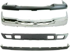 4-Piece Front Bumper Kit: Chrome Bumper Steel, Upper Cover, Lower Valance & Textured Extension for 2002-2006 Chevrolet Avalanche 1500, 2003-2007 Silverado 1500 & More