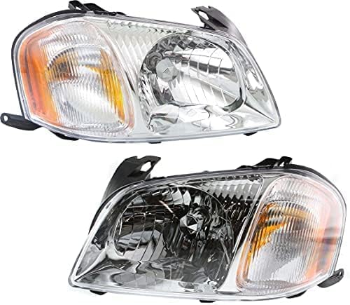 Set of 2 Front Head Light Assembly Plastic Left Driver & Right Passenger Side for 2001-2004 Mazda Tribute