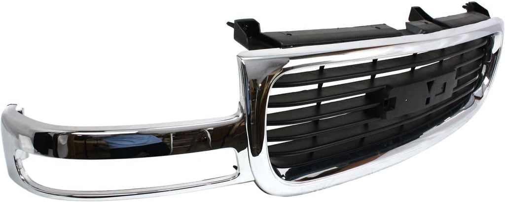 Front Grille Chrome Shell/painted Black Insert for 1999-2002 GMC Sierra 1500, 1999-2002 Sierra 2500 & More