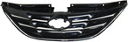 5-Piece Front Grille Kit: Primed Upper & Lower Grille, Chrome Hood Molding & Fog Light Cover (Left & Right) for 2011-2013 Hyundai Sonata