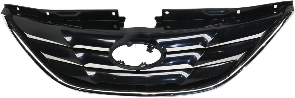 5-Piece Front Grille Kit: Primed Upper & Lower Grille, Chrome Hood Molding & Fog Light Cover (Left & Right) for 2011-2013 Hyundai Sonata
