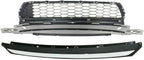 2-Piece Front Grille Kit: Textured Lower Grille & Chrome Bumper Molding for 2013-2015 Honda Accord