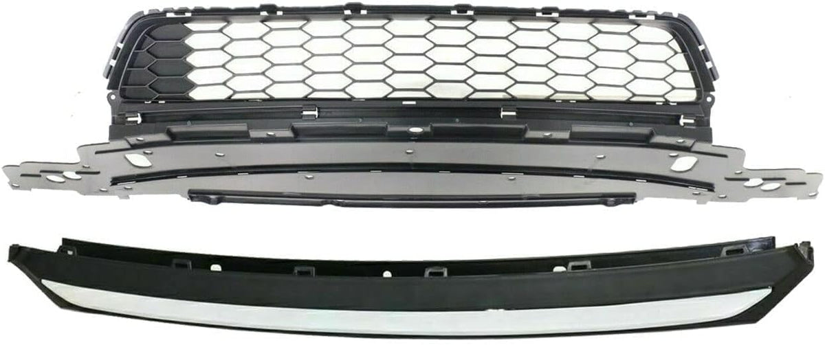 2-Piece Front Grille Kit: Textured Lower Grille & Chrome Bumper Molding for 2013-2015 Honda Accord