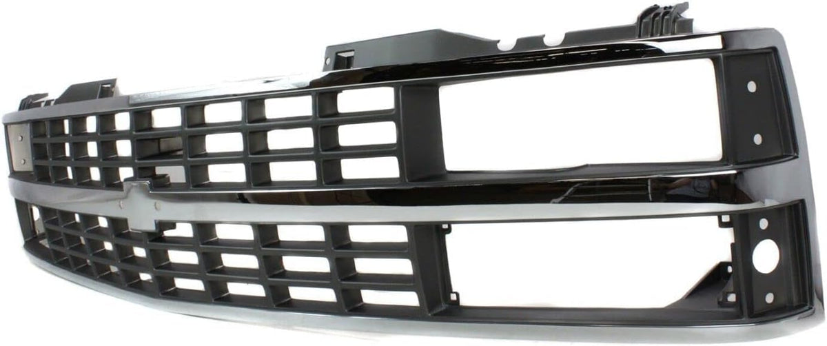 Front Grille Chrome Shell & Black Insert with Quad or Composite Headlights, Chrome Shell with Black Insert for 1988-1993 Chevrolet C1500, 1988-1993 K1500 & More