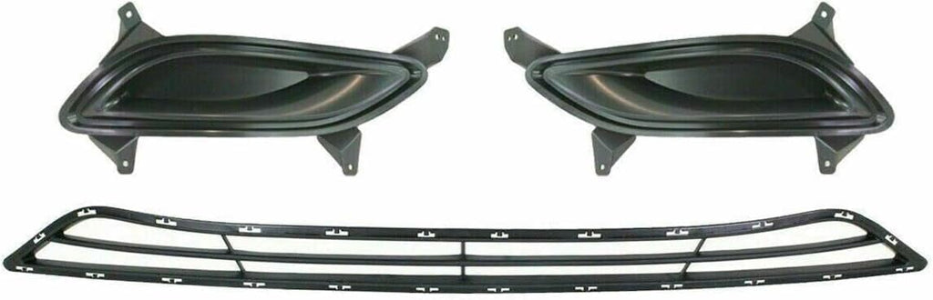 5-Piece Front Grille Kit: Primed Upper & Lower Grille, Chrome Hood Molding & Fog Light Cover (Left & Right) for 2011-2013 Hyundai Sonata