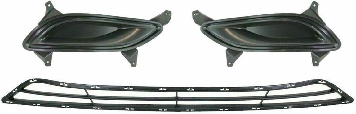5-Piece Front Grille Kit: Primed Upper & Lower Grille, Chrome Hood Molding & Fog Light Cover (Left & Right) for 2011-2013 Hyundai Sonata