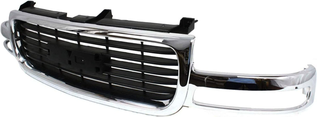 Front Grille Chrome Shell/painted Black Insert for 1999-2002 GMC Sierra 1500, 1999-2002 Sierra 2500 & More
