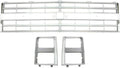 Wrp New Front Silver Grille Shell & Insert with Molding Holes + Head Lamp Door Left Driver & Right Passenger Side