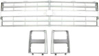 Wrp New Front Silver Grille Shell & Insert with Molding Holes + Head Lamp Door Left Driver & Right Passenger Side