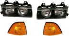 Front Headlights Assembly + Corner Lamps Lens and Housing Right Passenger & Left Driver Side for 1994-1999 BMW M3, 1992-1999 318i & More