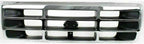 3-Piece Front Grille Kit: Chrome Grille Shell/plastic Insert & Head Light Doors (Left & Right) for 1992-1997 Ford F-350, 1992-1996 Bronco & More