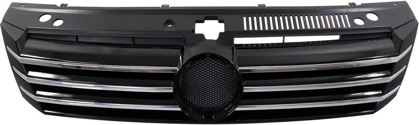 Upper Grille Assembly, Painted Black Shell and Insert For Volkswagen Passat 2012-2015