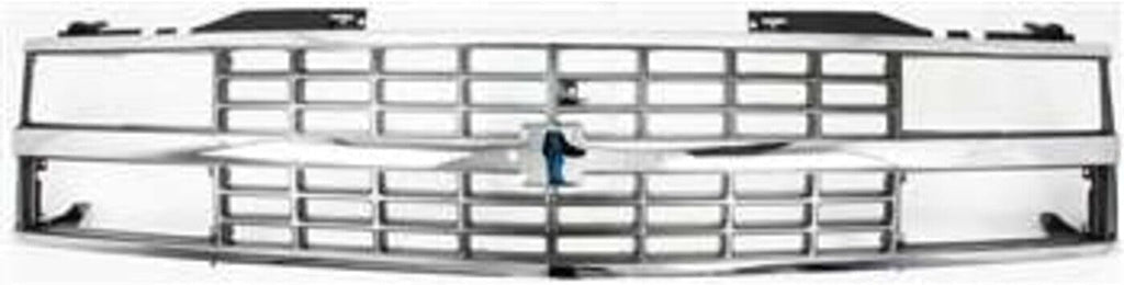 Front Grille Chrome Shell & Black Insert with Quad or Composite Headlights, Chrome Shell with Black Insert for 1988-1993 Chevrolet C1500, 1988-1993 K1500 & More