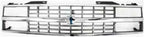 Front Grille Chrome Shell & Black Insert with Quad or Composite Headlights, Chrome Shell with Black Insert for 1988-1993 Chevrolet C1500, 1988-1993 K1500 & More