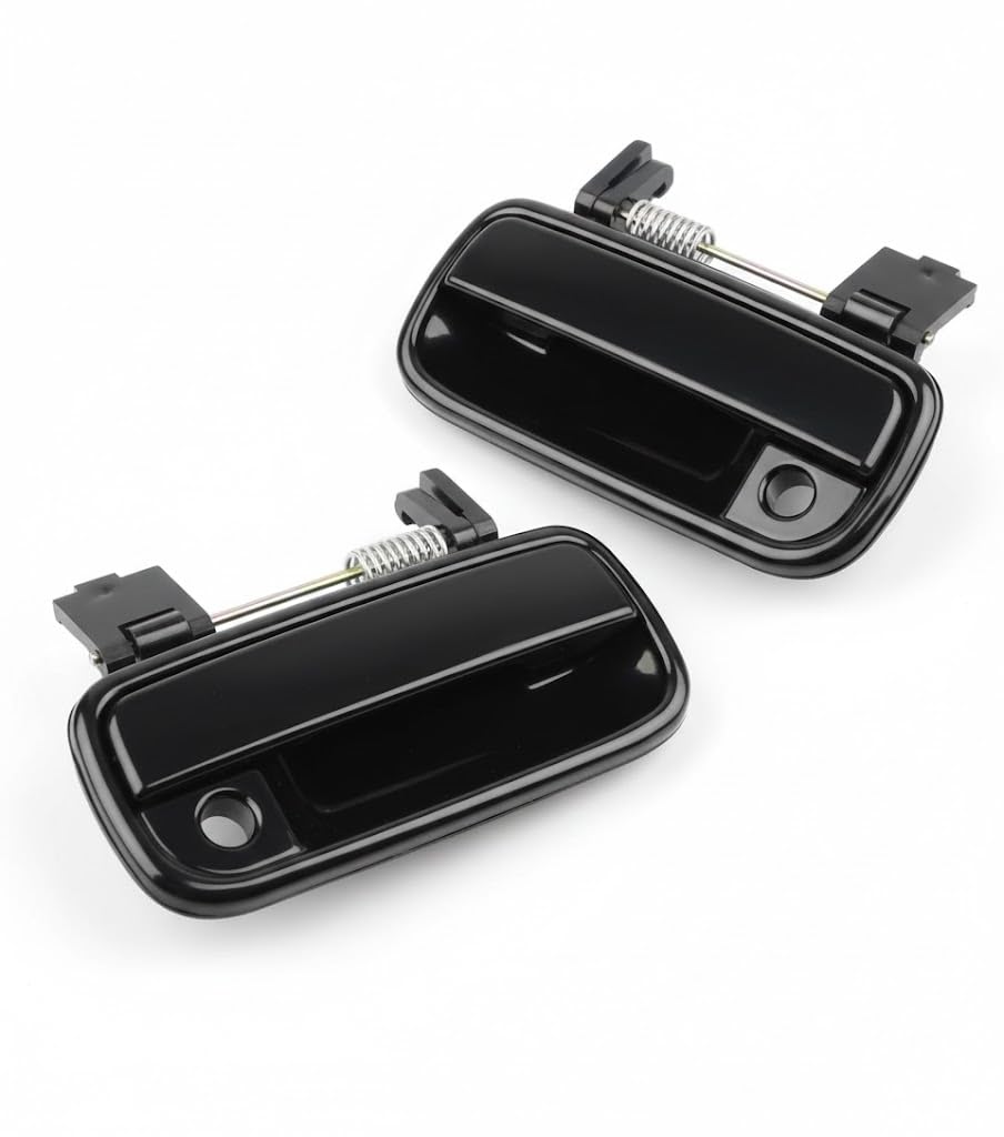 Set of 2 Front Exterior Door Handle Smooth Black Right Passenger & Left Driver Side, with Key Hole for 1999-2002 Toyota 4Runner