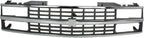 Front Grille Chrome Shell & Black Insert with Quad or Composite Headlights, Chrome Shell with Black Insert for 1988-1993 Chevrolet C1500, 1988-1993 K1500 & More