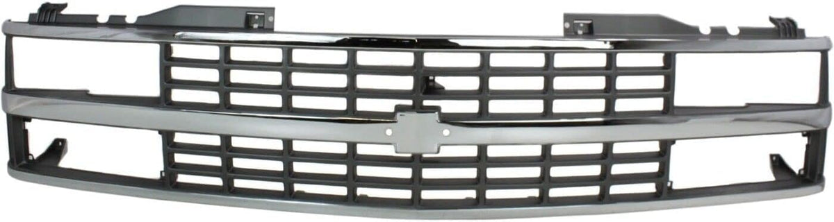 Front Grille Chrome Shell & Black Insert with Quad or Composite Headlights, Chrome Shell with Black Insert for 1988-1993 Chevrolet C1500, 1988-1993 K1500 & More