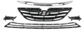 Front Upper & Lower Grille Primed + Hood Molding Chrome + Fog Light Cover Right Passenger & Left Driver Side for 2011-2013 Hyundai Sonata