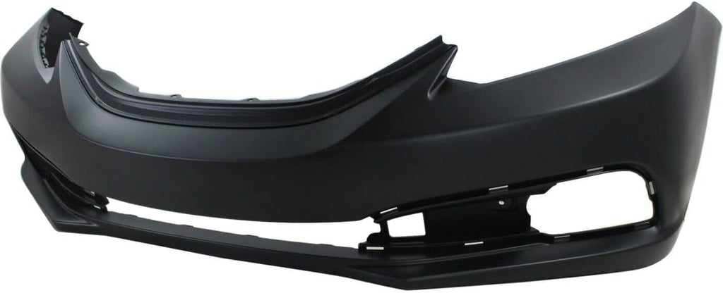 5-Piece Front Bumper Cover Kit: Primed Bumper Cover, Lower Grille, Chrome Molding & Textured Fog Light Cover (Left & Right) for 2013-2015 Honda Civic