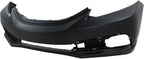 5-Piece Front Bumper Cover Kit: Primed Bumper Cover, Lower Grille, Chrome Molding & Textured Fog Light Cover (Left & Right) for 2013-2015 Honda Civic