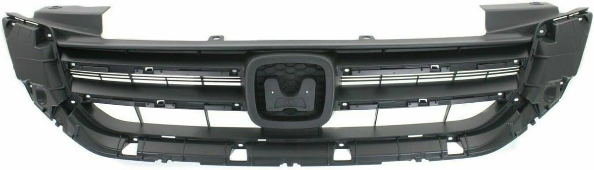 Front Bumper Upper & Lower Grille Textured + Molding + Set of 4 Trim Chrome Left Driver & Right Passenger Side for 2013-2015 Honda Accord