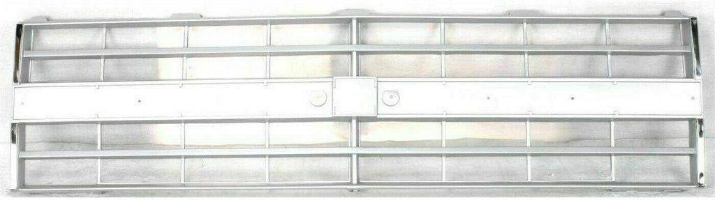 3-Piece Front Grille Kit: Silver Grille Shell & Insert with Molding Holes & Head Lamp Door (Left & Right) for 1985-1987 Chevrolet C10, 1985-1987 C20 & More